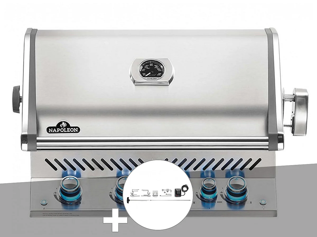 Barbecue à gaz encastrable Prestige Pro 500 inox avec rôtissoire - Napoleon