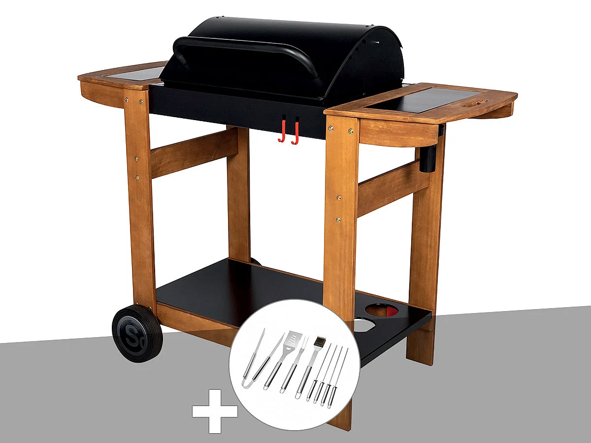 Barbecue à charbon Indiana + Malette 8 accessoires