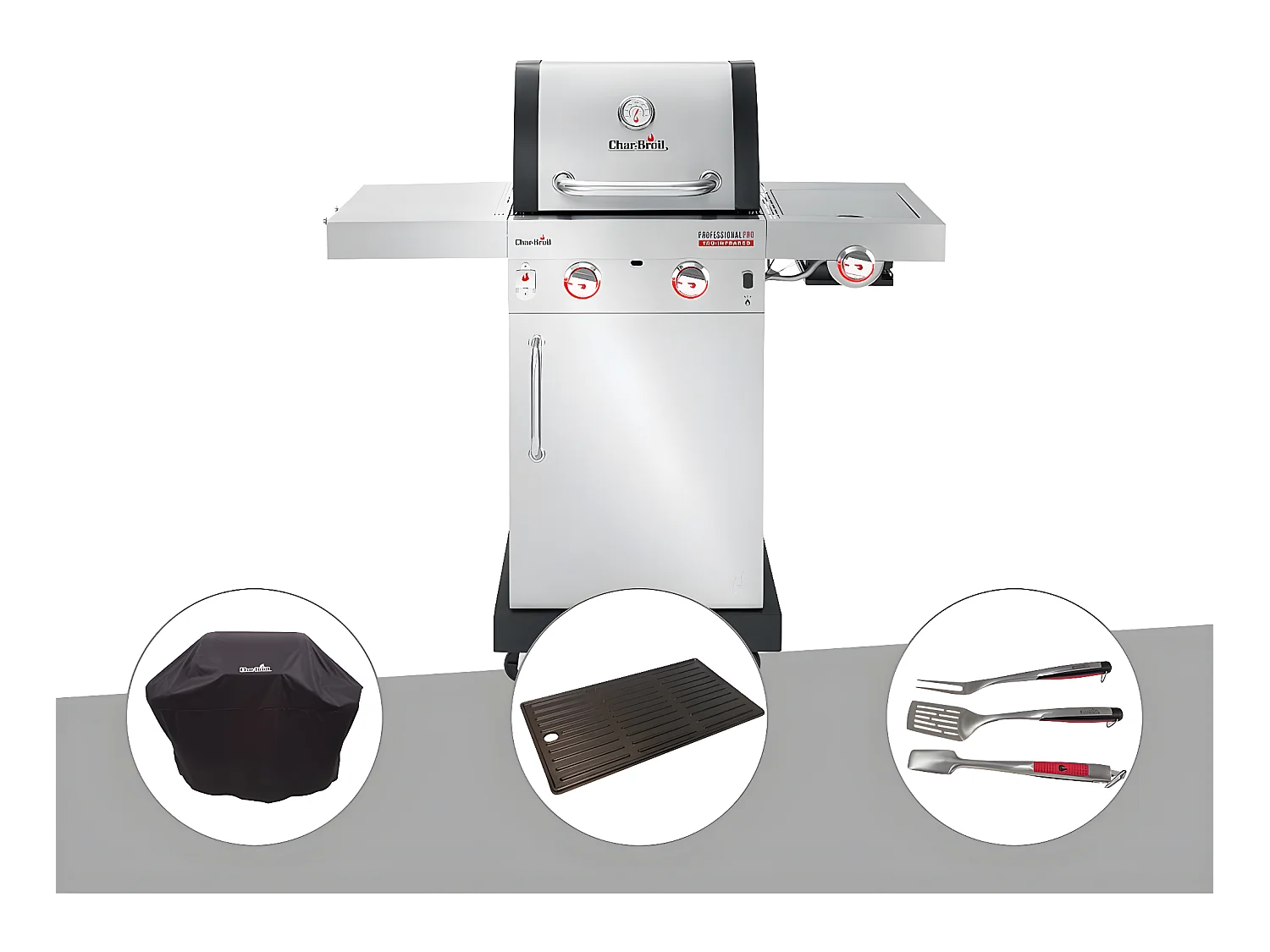 Barbecue à gaz Professional Pro S 2 + Housse de protection + Plancha + Kit 3 ustensiles - Char-Broil