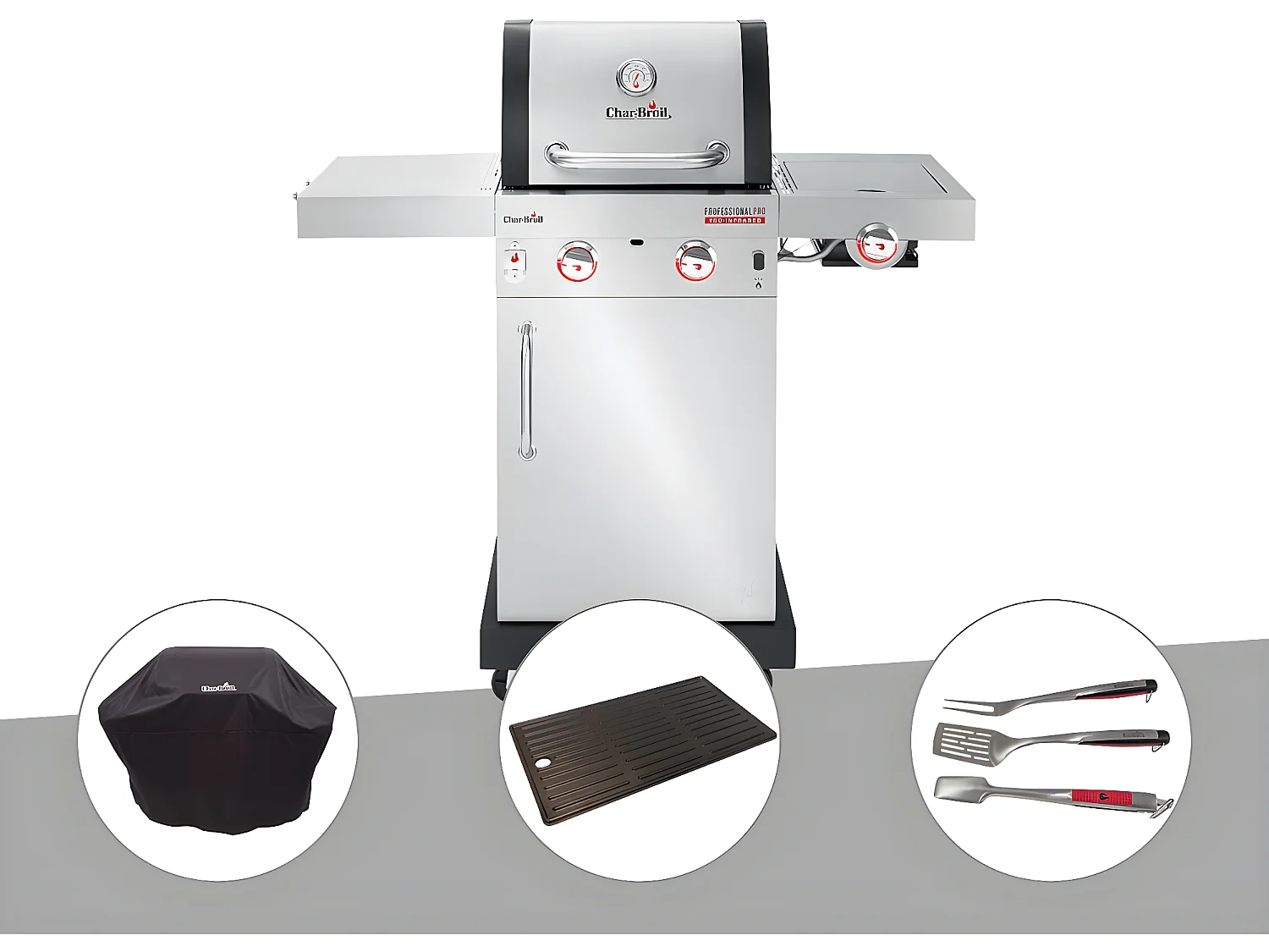 Barbecue à gaz Professional Pro S 2 + Housse de protection + Plancha + Kit 3 ustensiles - Char-Broil