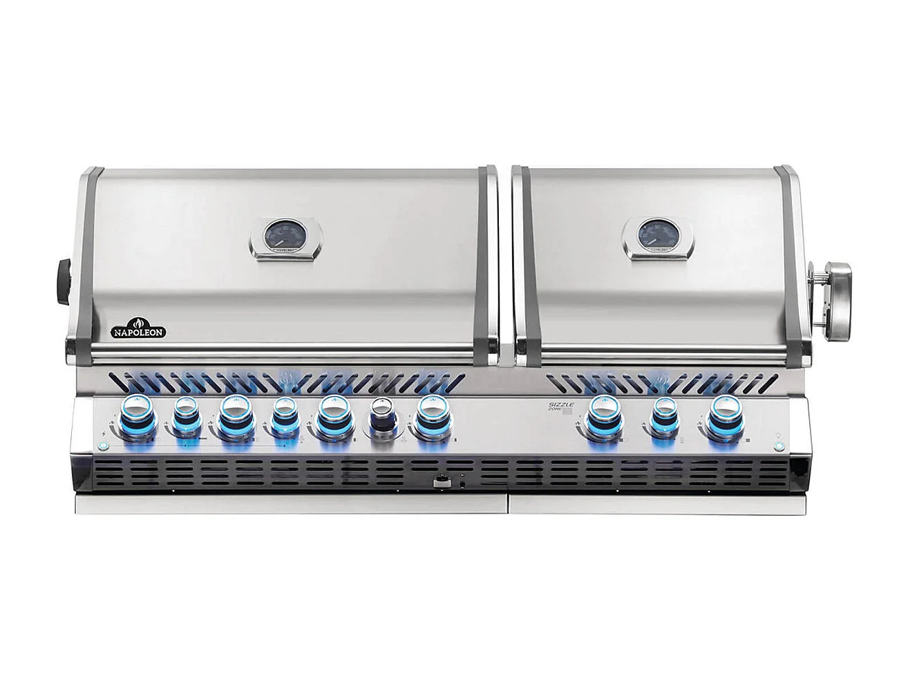 Barbecue gaz encastrable Prestige Pro 825 inox 4 brûleurs + 2 Sizzle Zone + brûleur arrière + Fumage - Napoleon