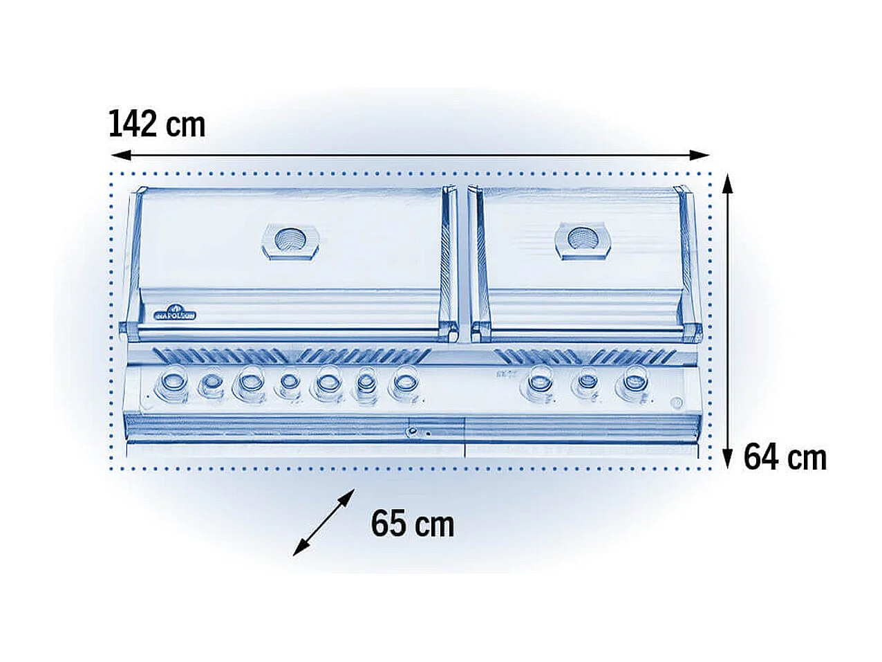 Barbecue gaz encastrable Prestige Pro 825 inox 4 brûleurs + 2 Sizzle Zone + brûleur arrière + Fumage - Napoleon