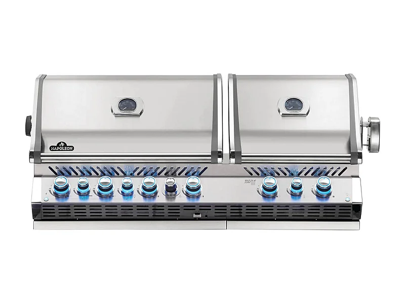 Barbecue gaz encastrable Prestige Pro 825 inox 4 brûleurs + 2 Sizzle Zone + brûleur arrière + Fumage - Napoleon