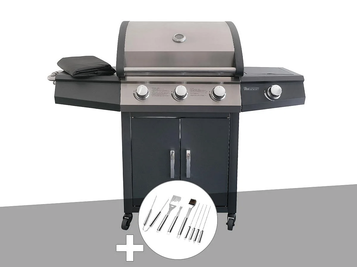 Barbecue à gaz Soleto + Malette 8 ustensiles - Jardideco