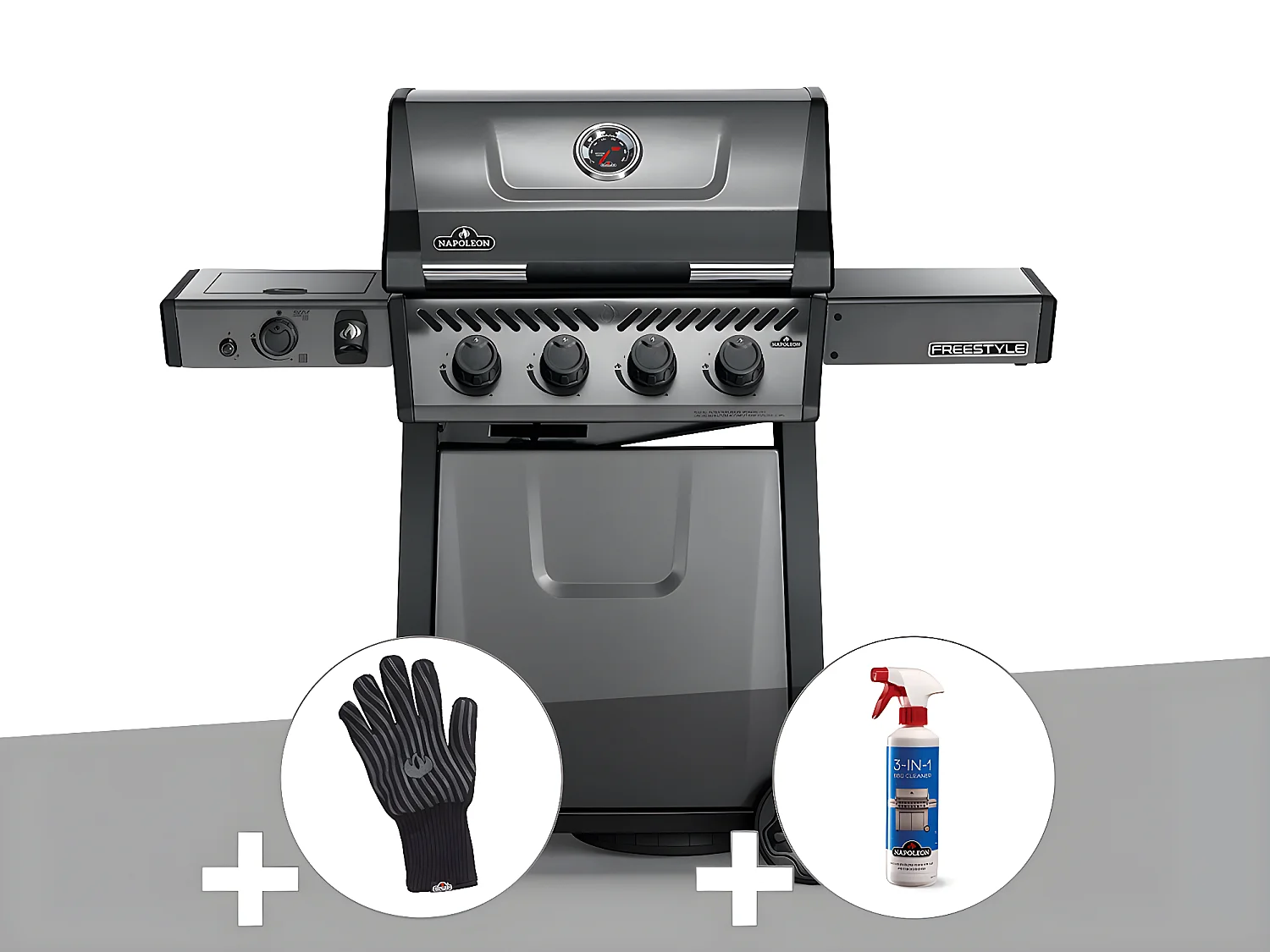 Barbecue à gaz Napoleon Freestyle F425SIB + Gant + Nettoyant 3 en 1