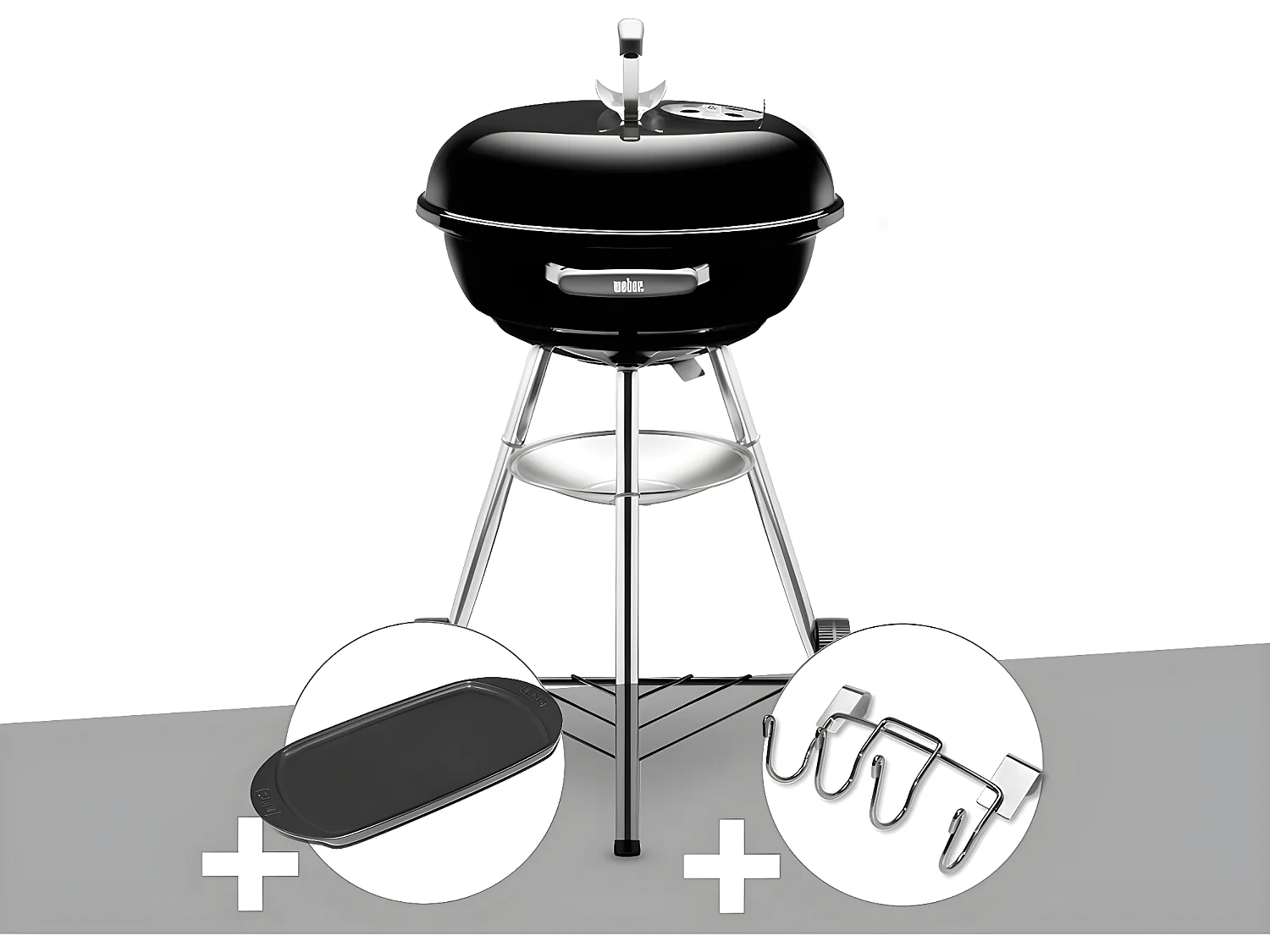 Barbecue Weber Compact Kettle 47 cm + Plancha + Support Accessoires