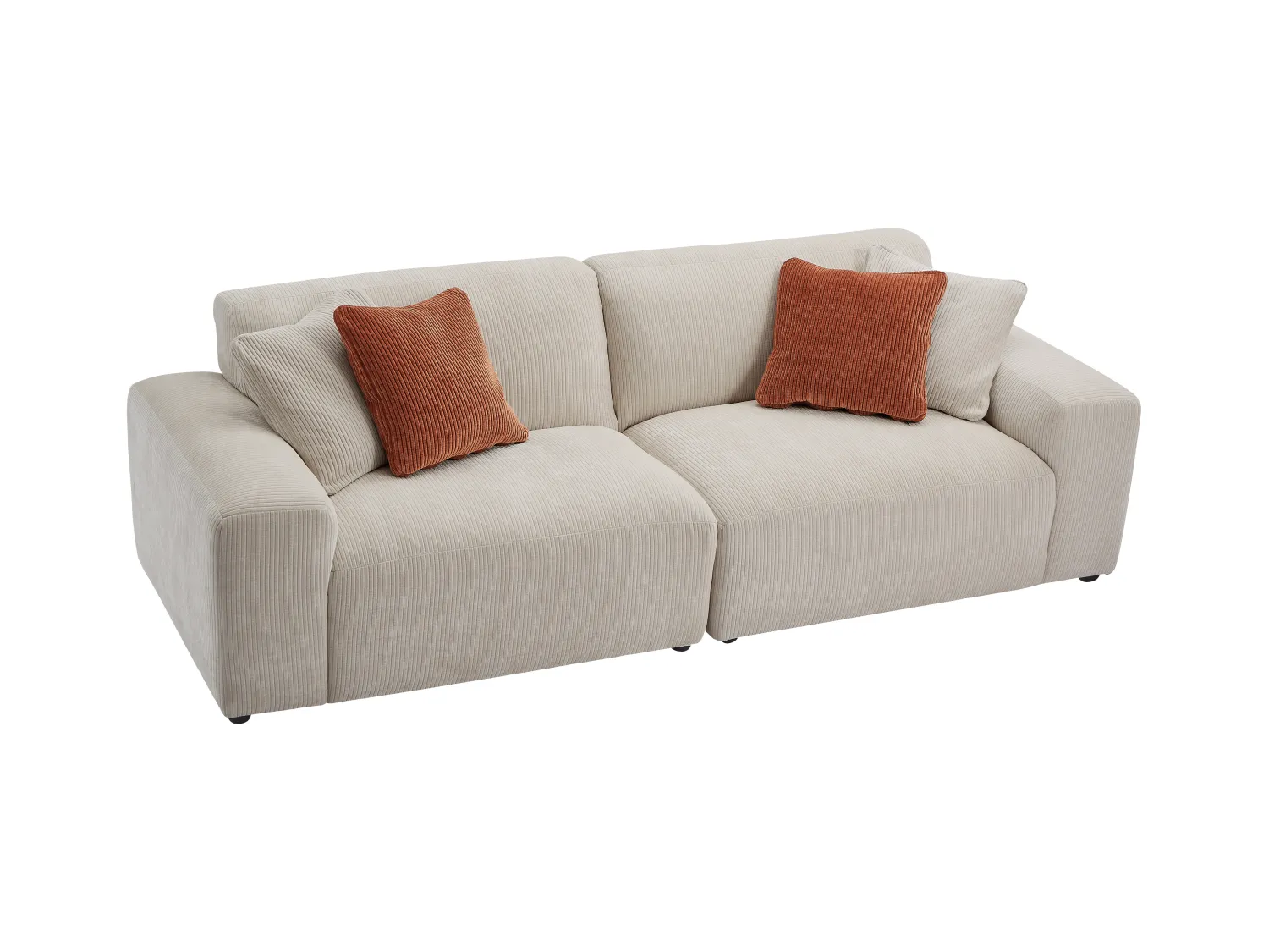 Driezitsbank van beige ribfluweel TIRONO van Maison Céphy