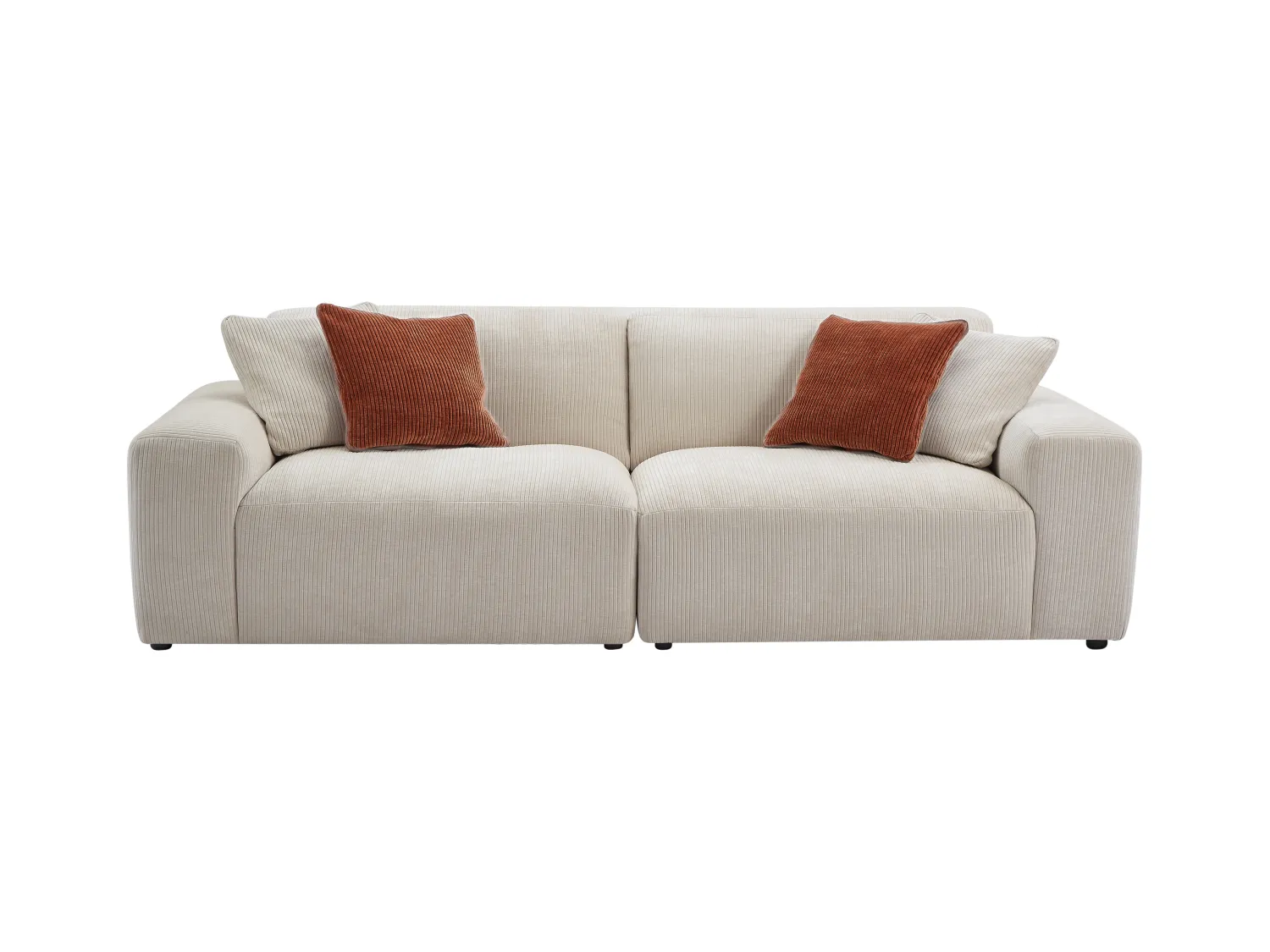 Driezitsbank van beige ribfluweel TIRONO van Maison Céphy