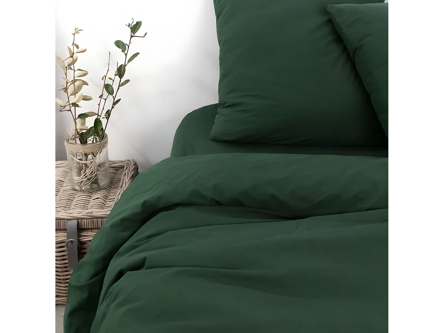 Funda de edredón de percal lavado verde