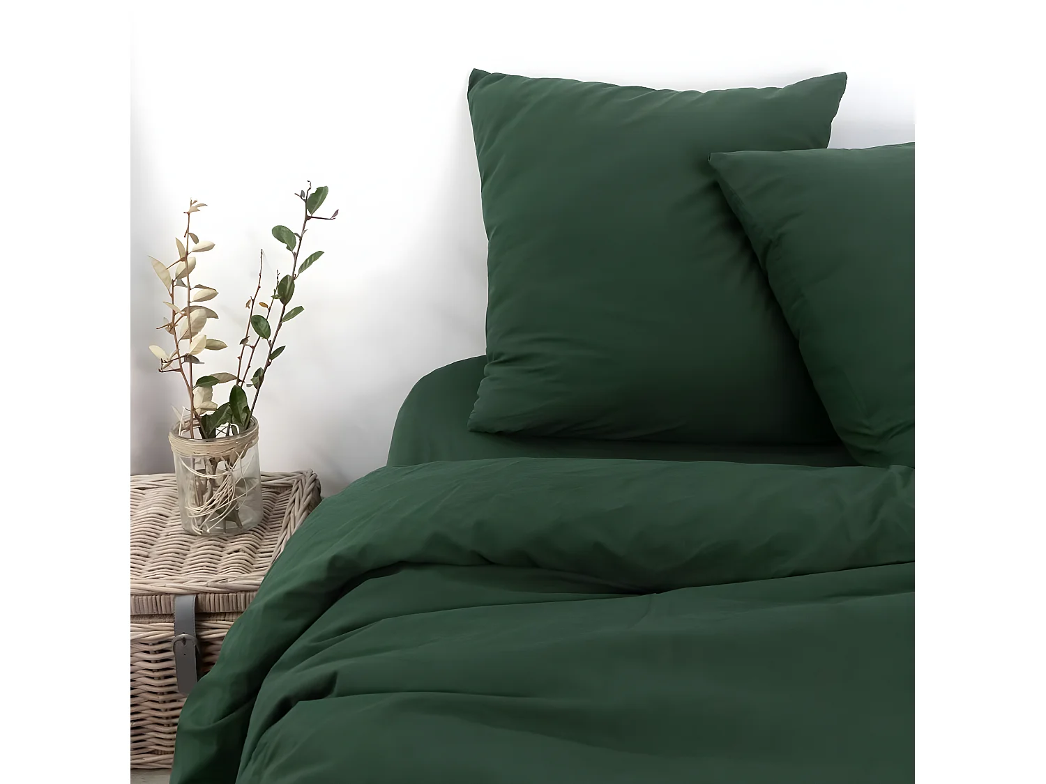 Funda de edredón de percal lavado verde