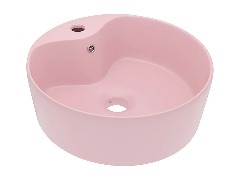 Lavabo di lusso con troppopieno da appoggio wc lavabo bagno stanza cosmetica casa 36x13 cm ceramica rosa opaco 02_0002774