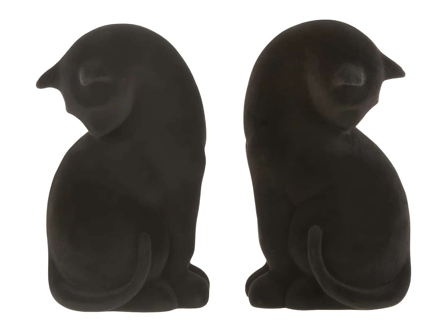 Lot de 2 Serre-Livres Velours "Chat" 18cm Noir