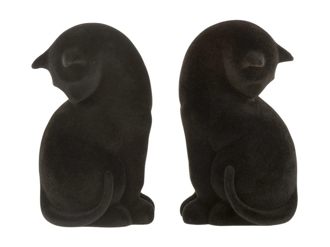 Lot de 2 Serre-Livres Velours "Chat" 18cm Noir