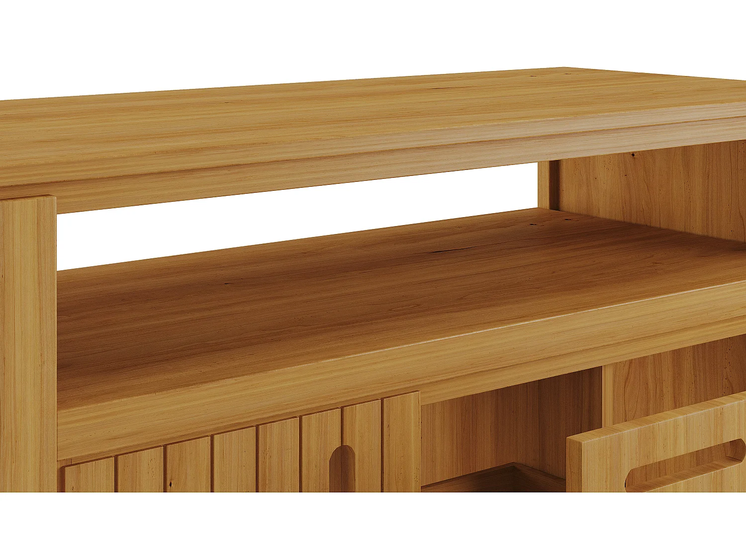 Badmöbler i ljus teak med dubbelt fyrkantigt handfat - 120 cm - SARATOK