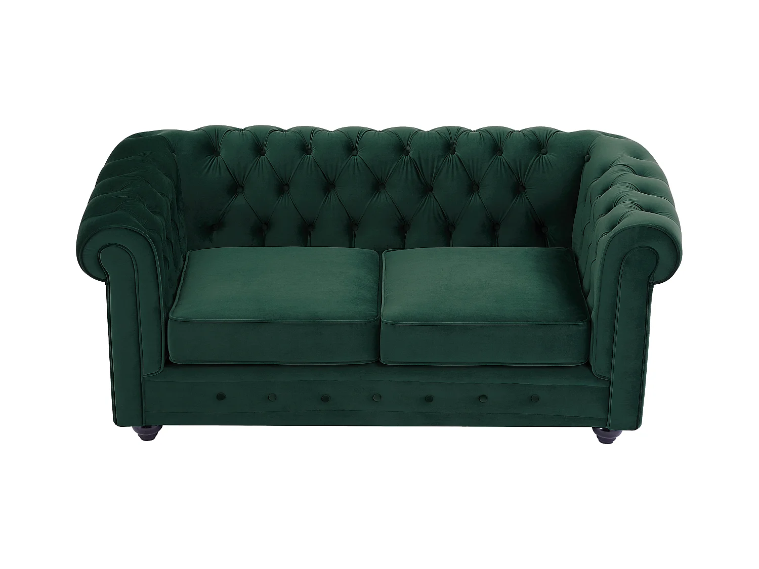 Tweezitsbank van groen velours CHESTERFIELD