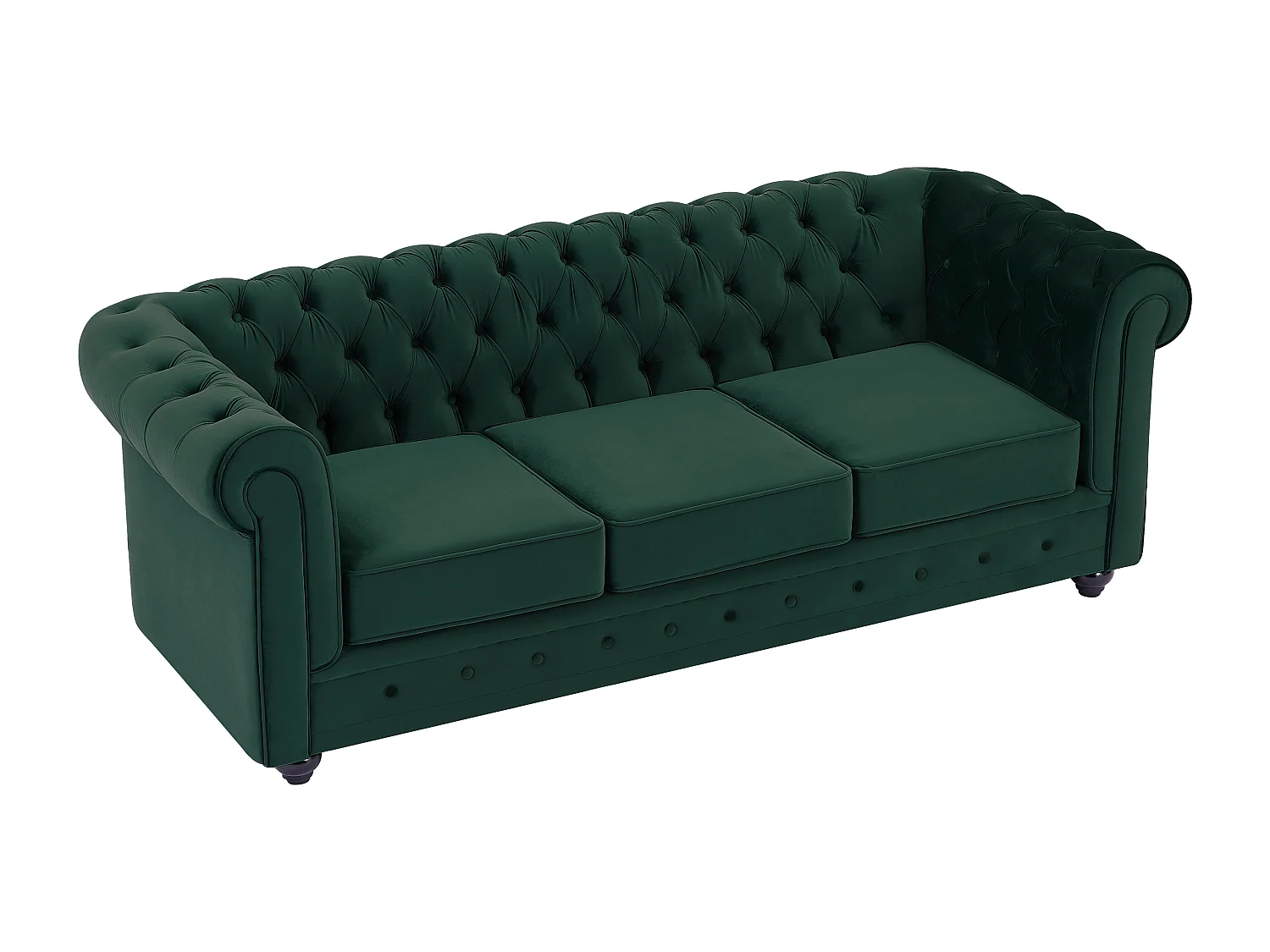 Canapé 3 places en velours vert CHESTERFIELD