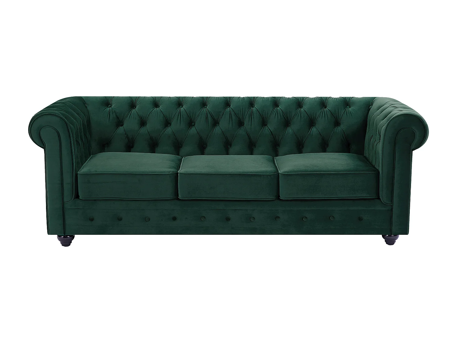 Canapé 3 places en velours vert CHESTERFIELD