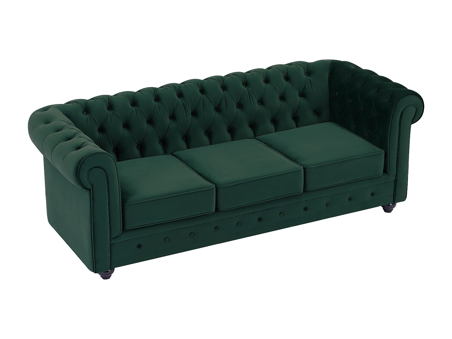 Sofa 3-Sitzer - Samt - Grün - CHESTERFIELD günstig online kaufen