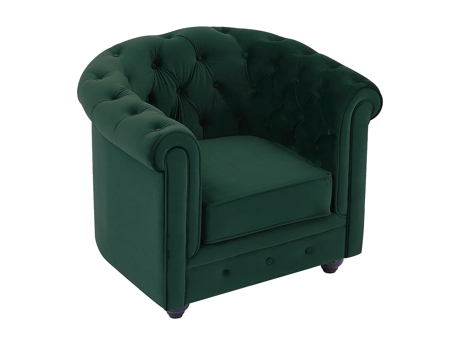 Fauteuil en velours vert CHESTERFIELD
