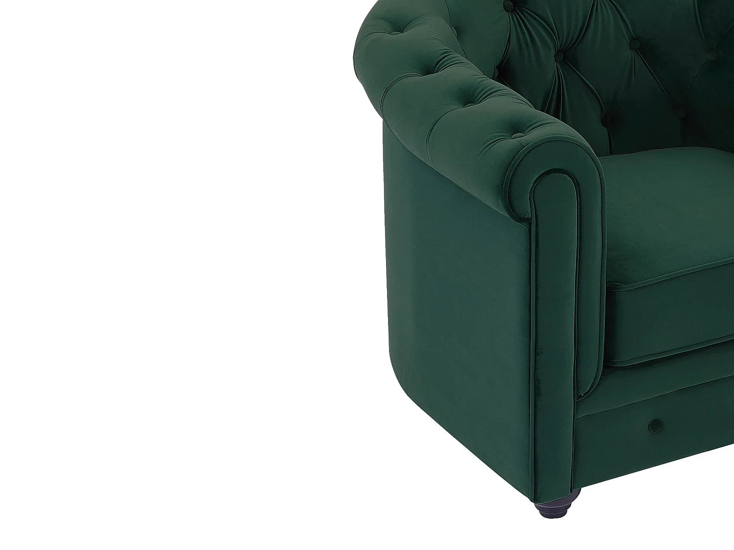 Fauteuil en velours vert CHESTERFIELD