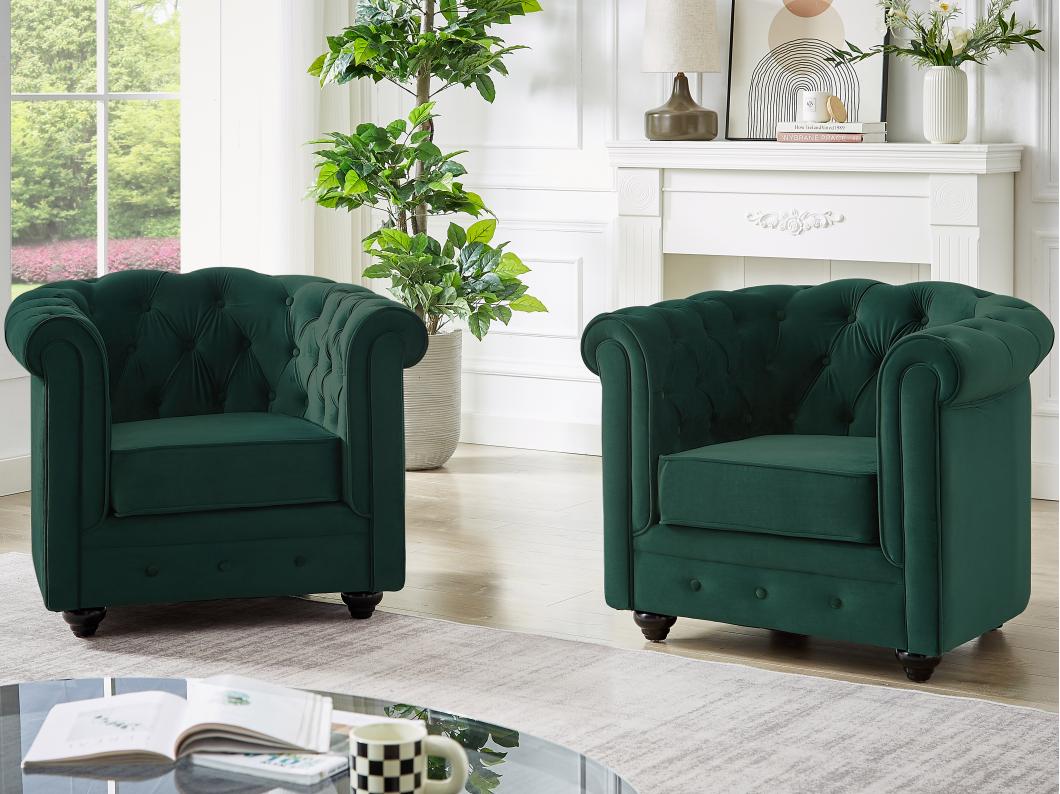 Poltrona in Velluto Verde - CHESTERFIELD
