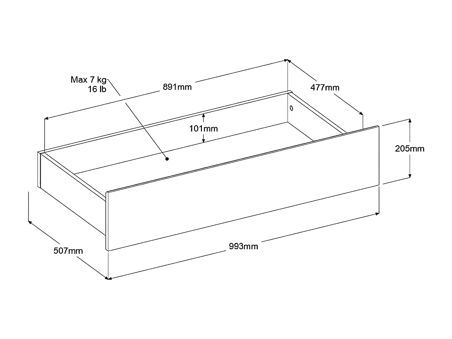 Bed met opbergruimte – 160 x 200 cm – Kleuren: Houtlook - TENALIA II