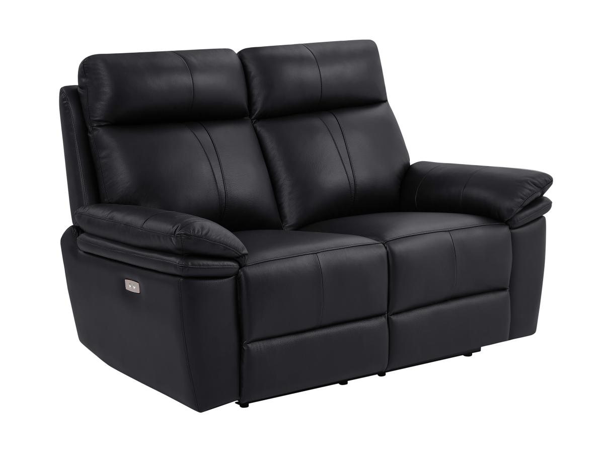 Relaxsofa elektrisch 2-Sitzer - Leder - Schwarz - MESOLA günstig online kaufen