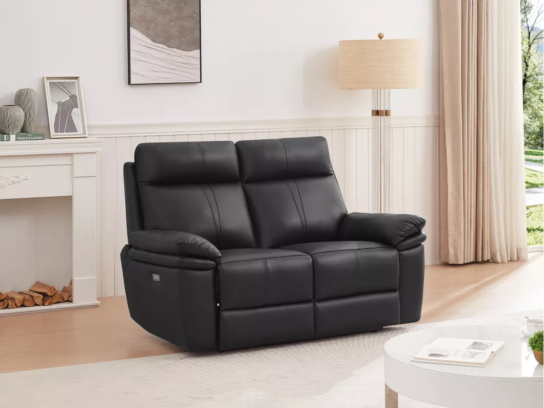 Kauf Unique Relaxsofa elektrisch 2-Sitzer - Leder - Schwarz - MESOLA