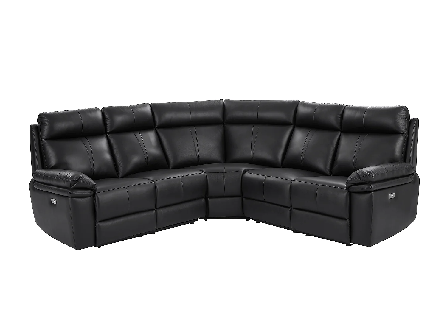 Elektrisk hörnhörnes rostfåtölj i svart läder MESOLA