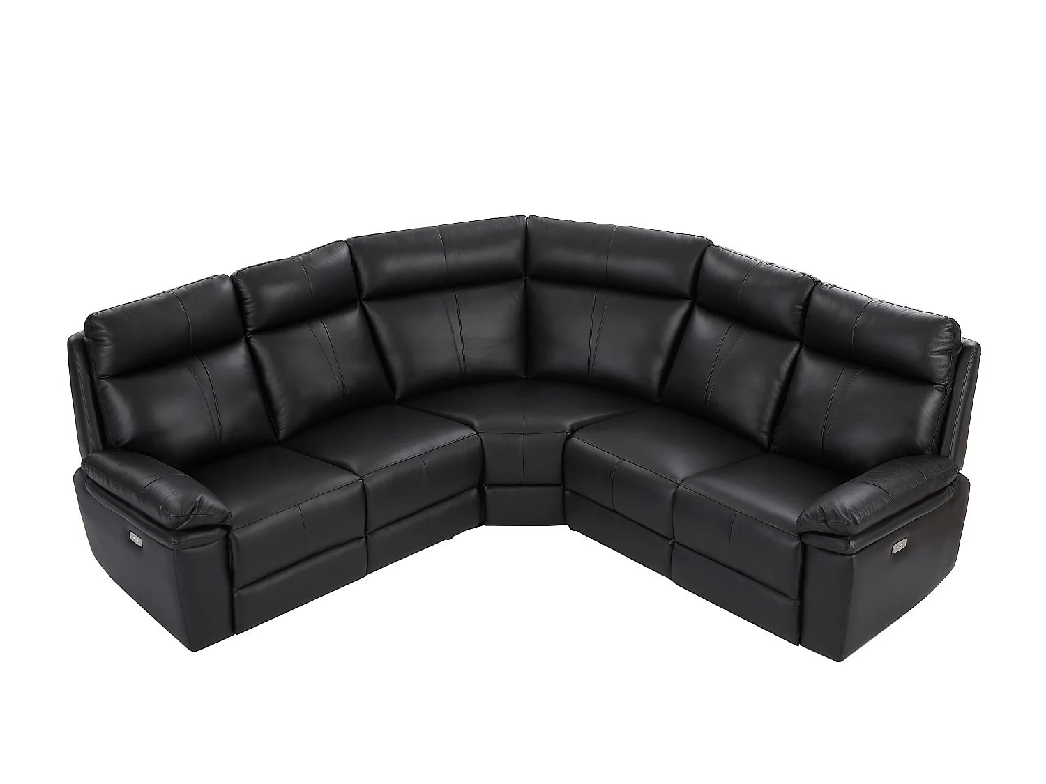 Elektrisk hörnhörnes rostfåtölj i svart läder MESOLA