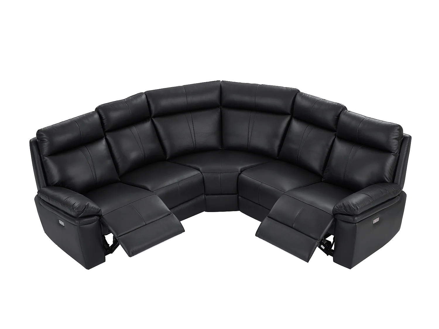 Elektrisk hörnhörnes rostfåtölj i svart läder MESOLA