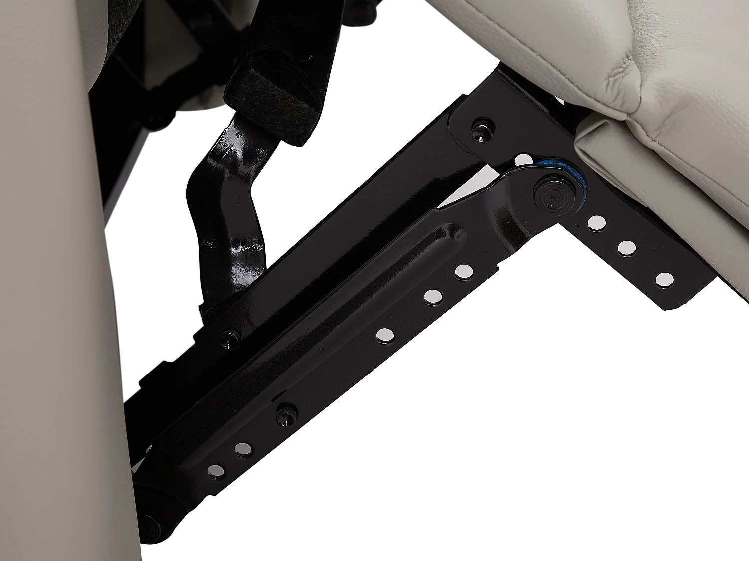 Ljusgrå elektrisk läderhörnsoffa MESOLA med relaxfunktion