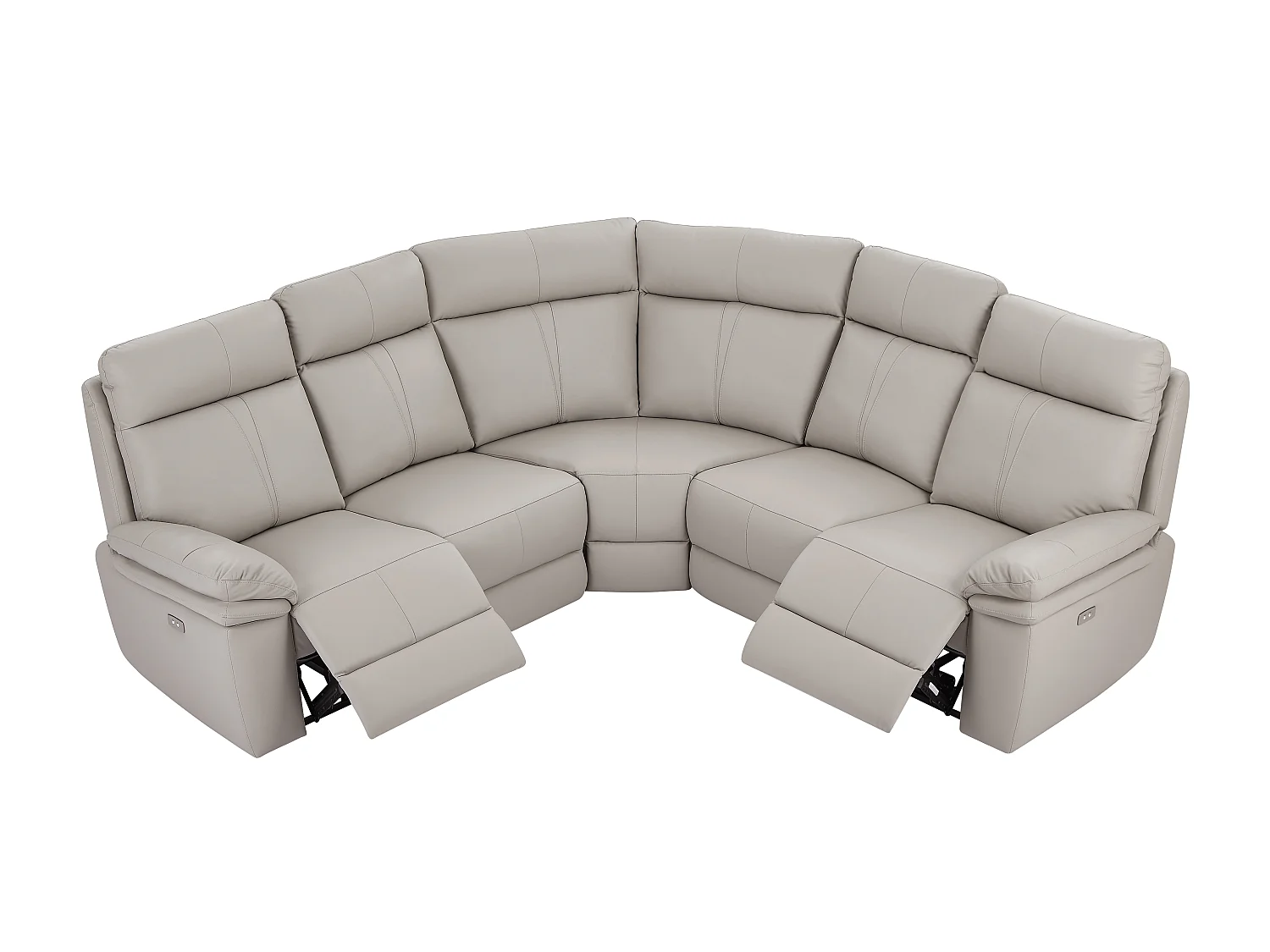 Ljusgrå elektrisk läderhörnsoffa MESOLA med relaxfunktion
