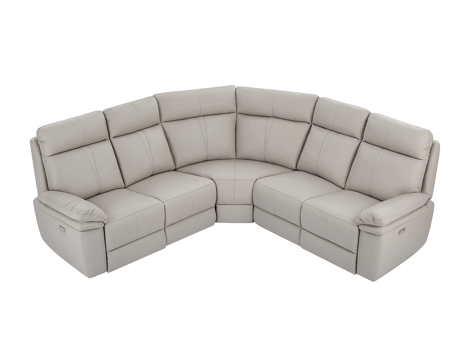 Ljusgrå elektrisk läderhörnsoffa MESOLA med relaxfunktion