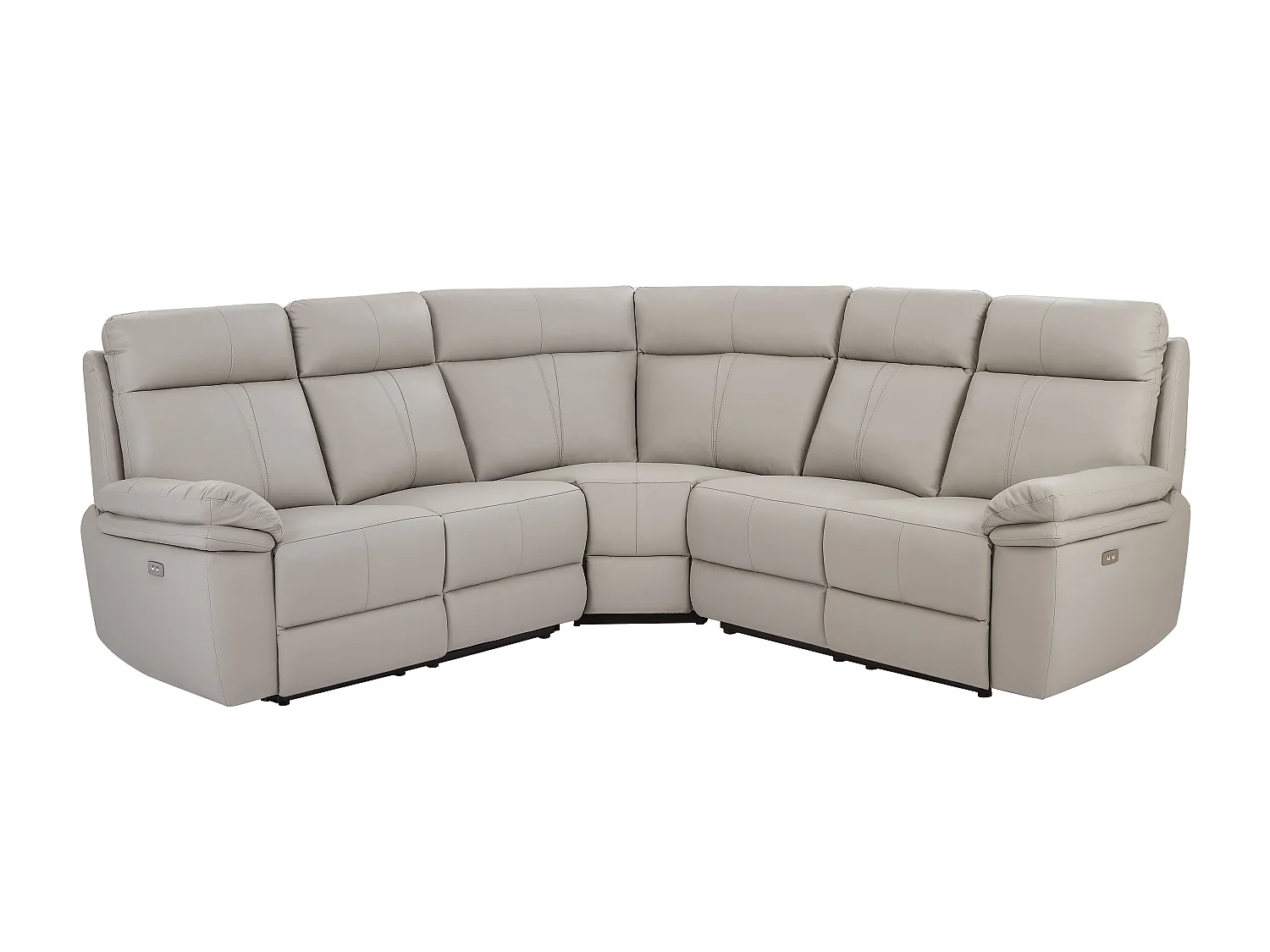 Ljusgrå elektrisk läderhörnsoffa MESOLA med relaxfunktion