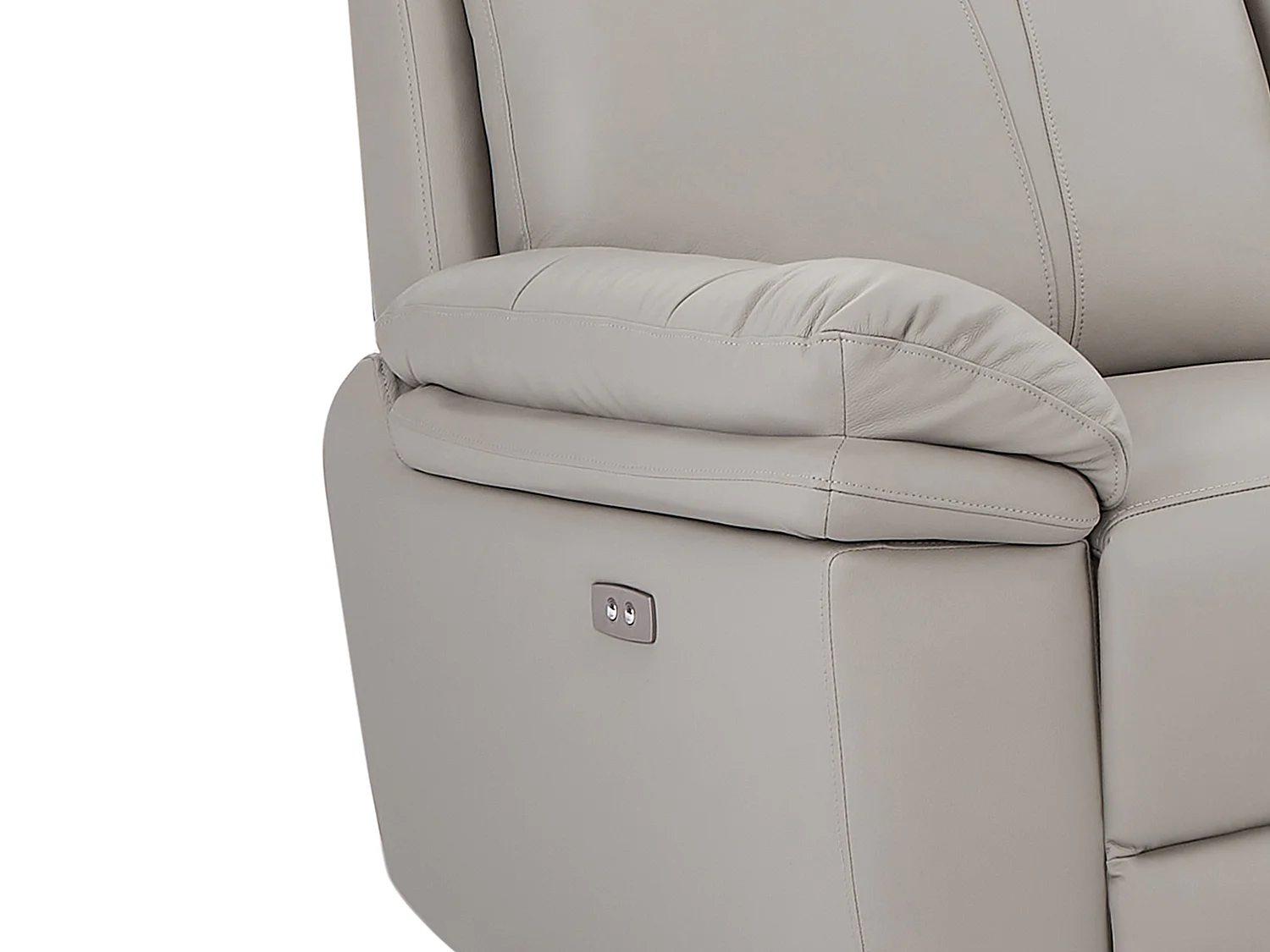 Ljusgrå elektrisk läderhörnsoffa MESOLA med relaxfunktion
