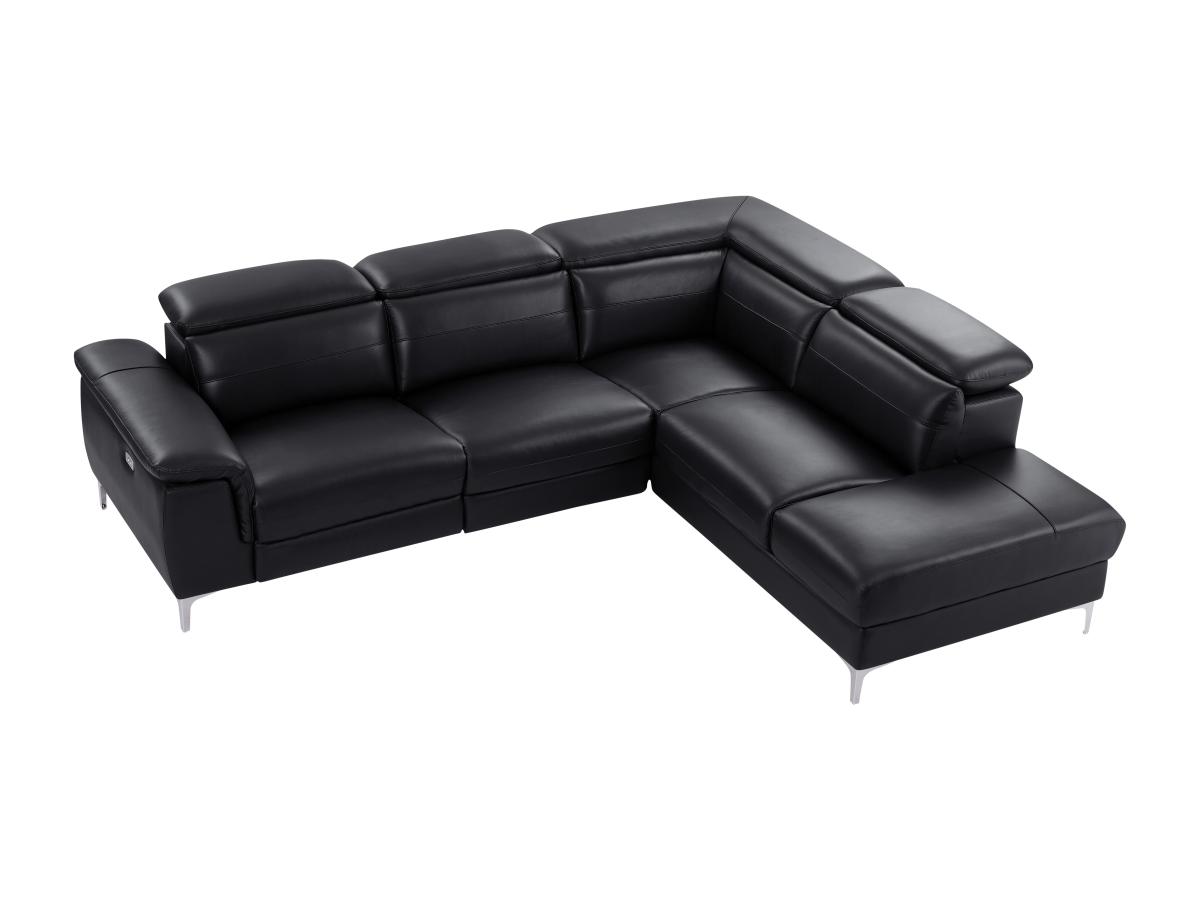 Eckrelaxsofa elektrisch - Ecke rechts - Leder - Schwarz - FUSINO günstig online kaufen