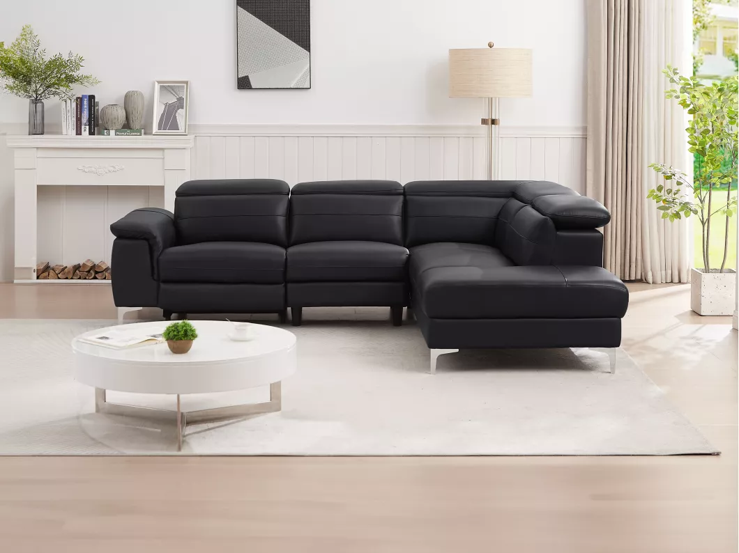 Kauf Unique Eckrelaxsofa elektrisch - Ecke rechts - Leder - Schwarz - FUSINO