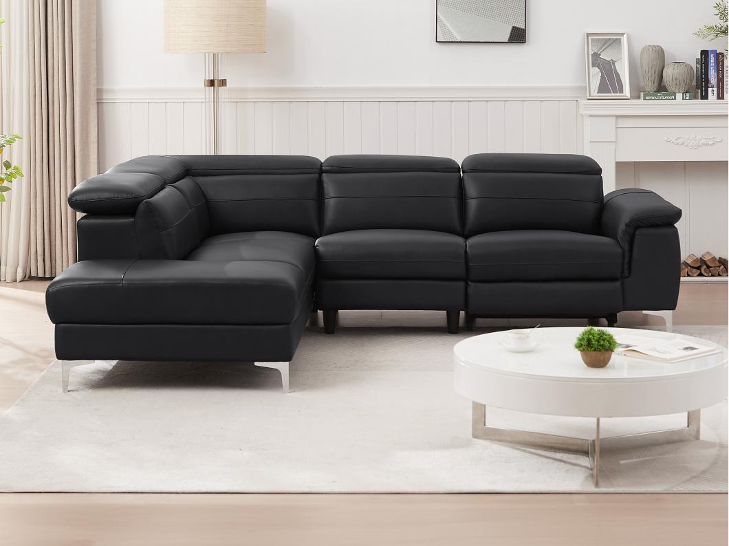 Divano relax elettrico in Pelle Nero - Angolo a sinistra - FUSINO