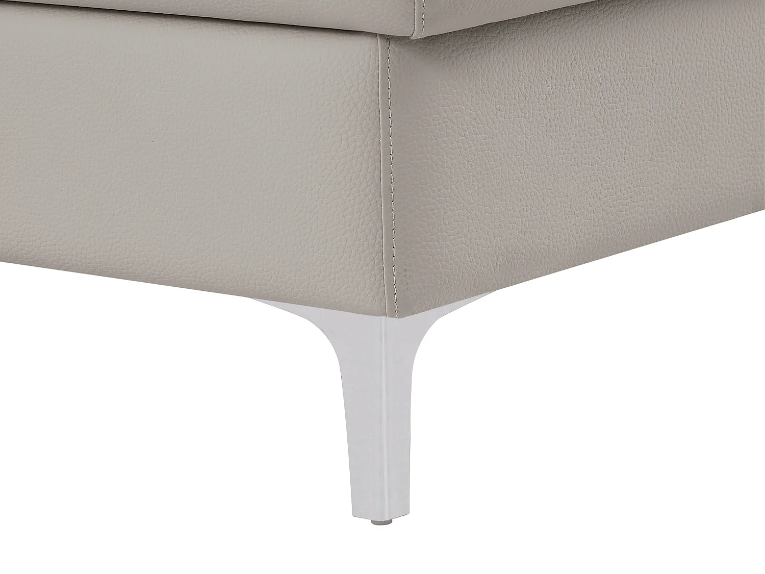 Elektriskt justerbar hörnsoffa i ljusgrått läder FUSINO (höger)