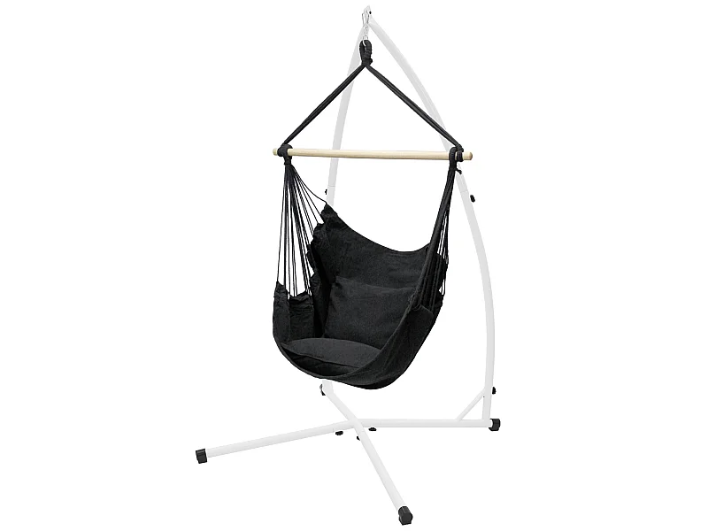 Silla colgante antracita, soporte 208cm, hamaca con cojín para exterior/interior