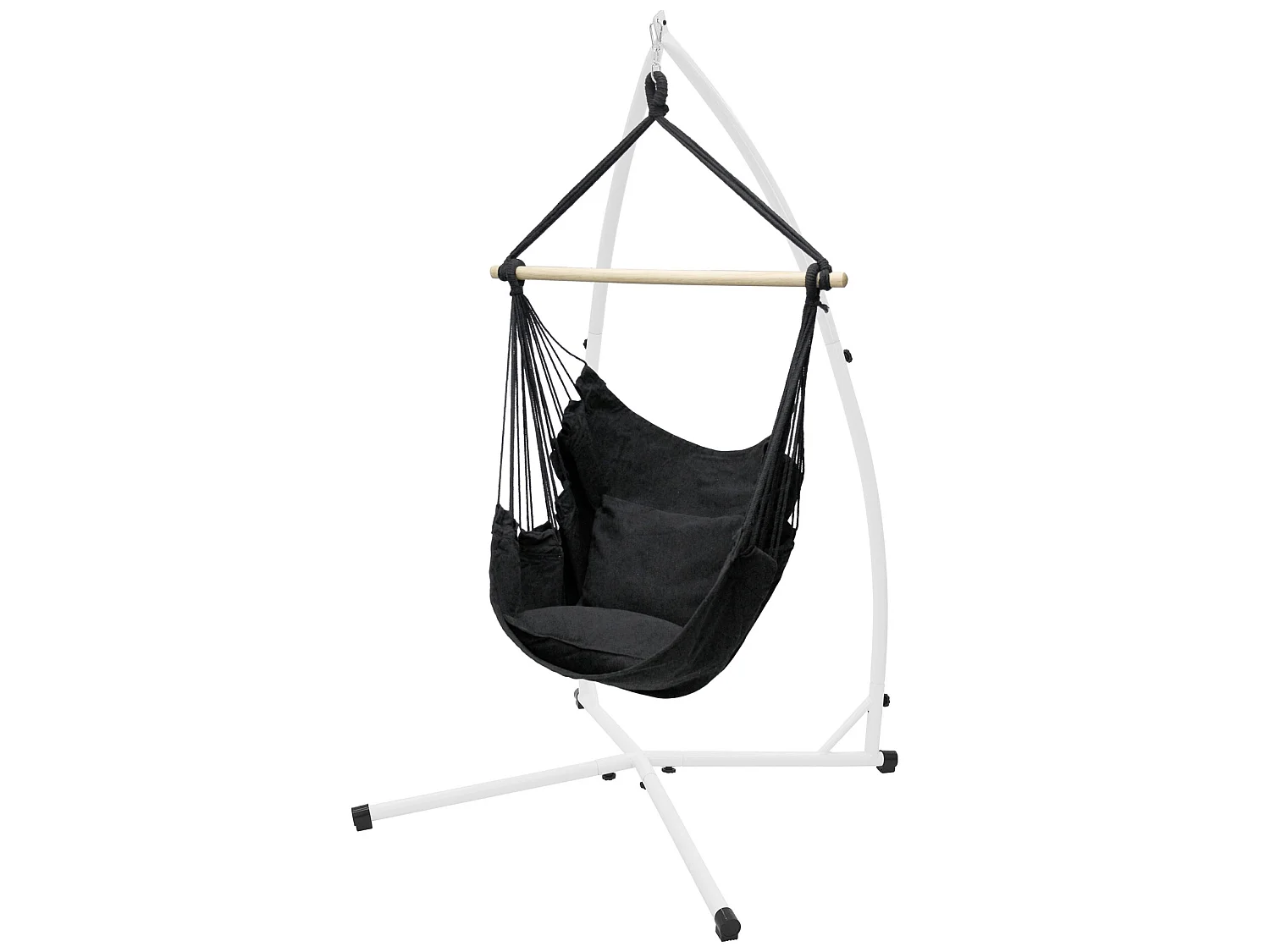 Silla colgante antracita, soporte 208cm, hamaca con cojín para exterior/interior