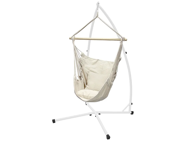 Hamac suspendu balançoire siège coton support crème 120 cm extérieure intérieure