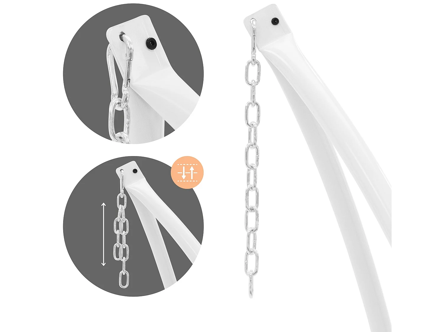 Cadre balançoire hamac chaise suspendu support fauteuil en métal blanc 208 cm