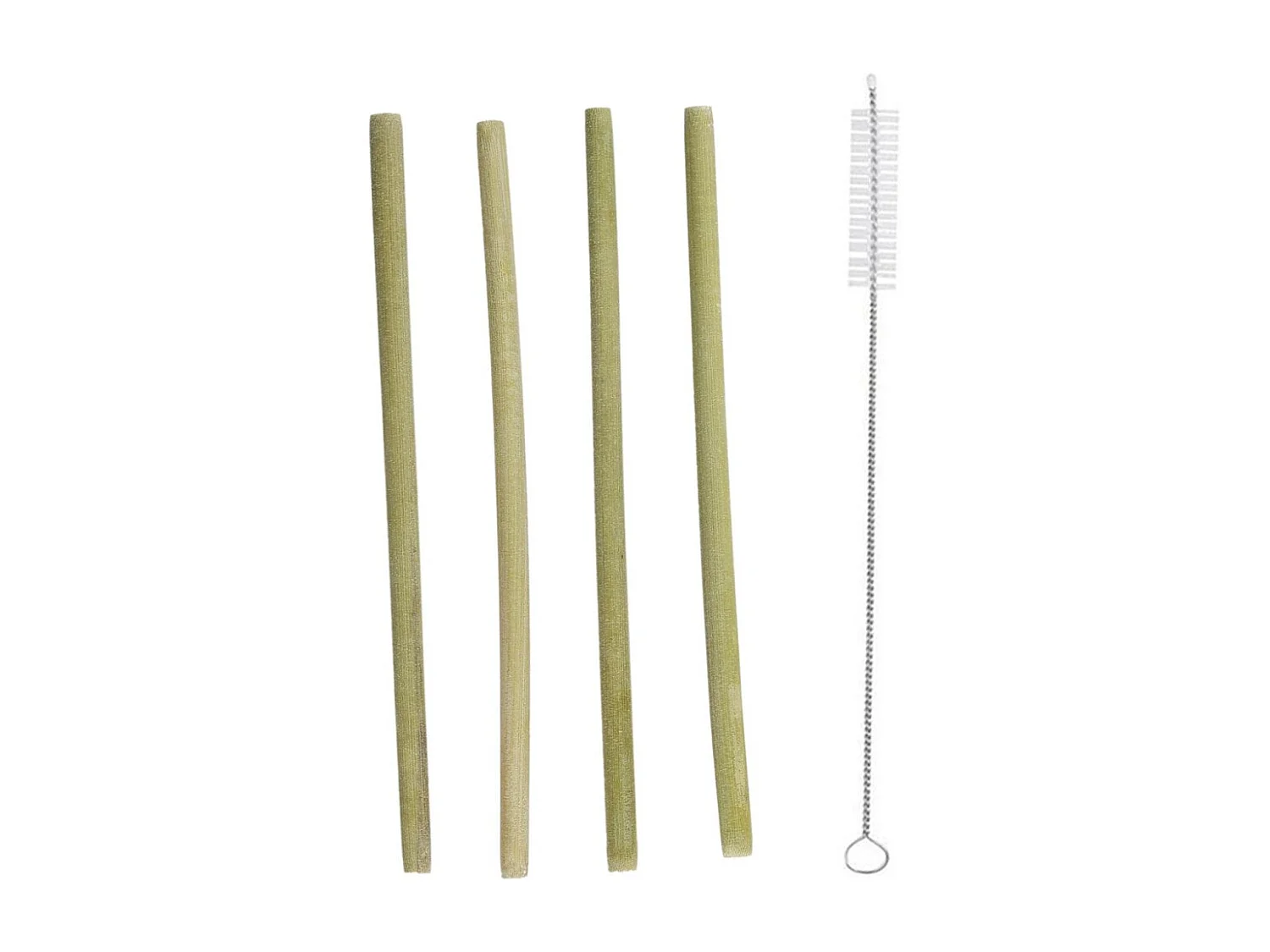 12 pailles en bambou avec goupillon