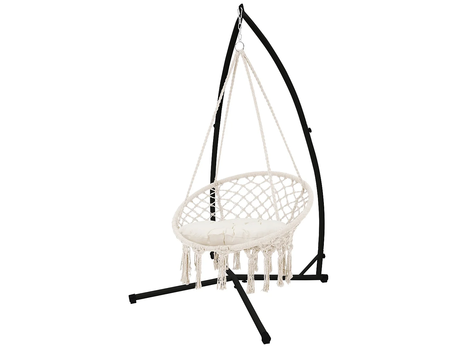 Hamac suspendue fauteuil relax chaise de jardin gris avec cadre métallique 120kg