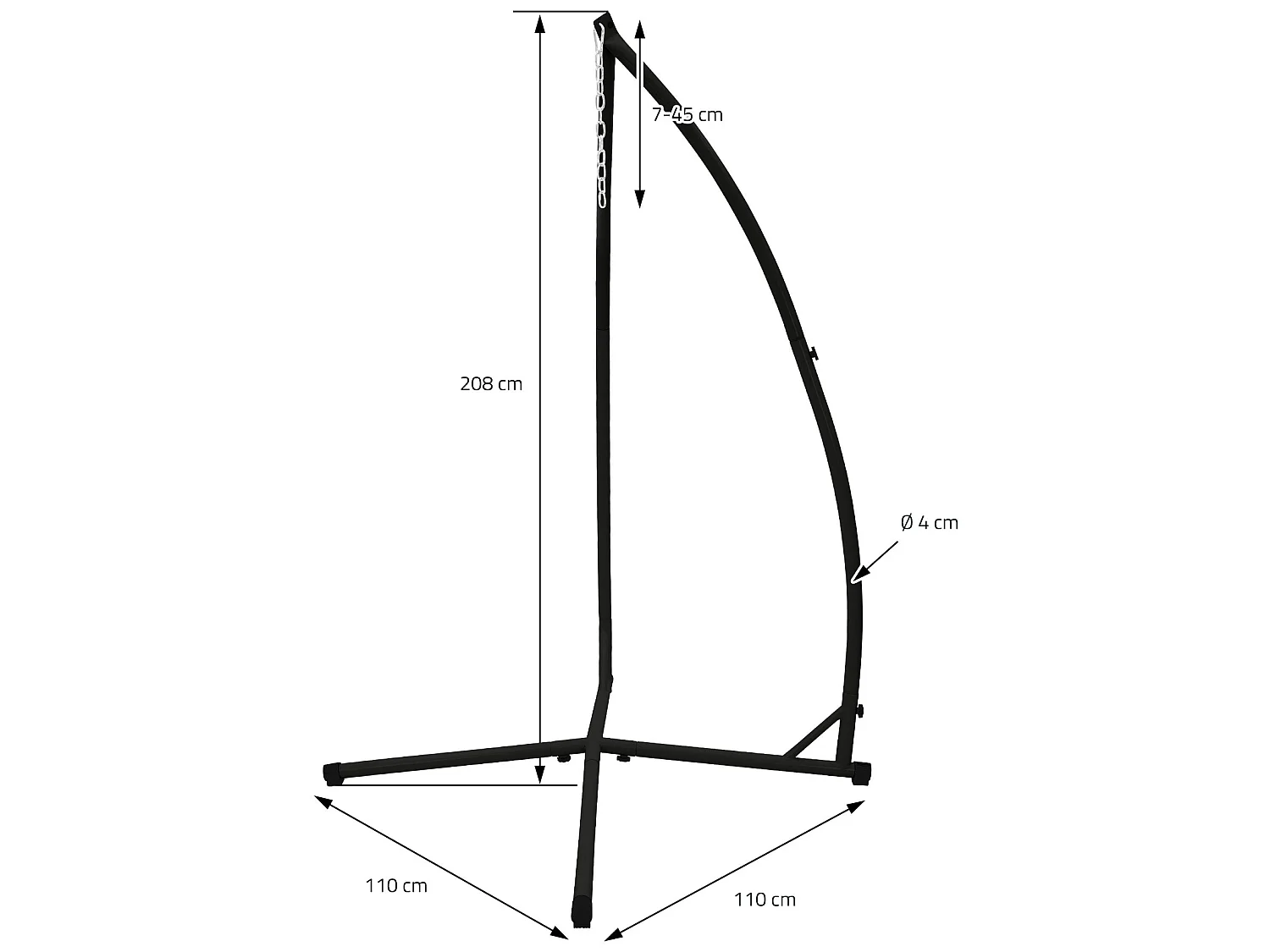 Hamac suspendue fauteuil relax chaise de jardin gris avec cadre métallique 120kg