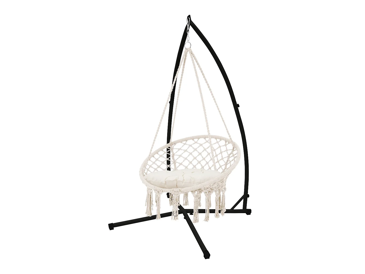 Hamac suspendue fauteuil relax chaise de jardin gris avec cadre métallique 120kg