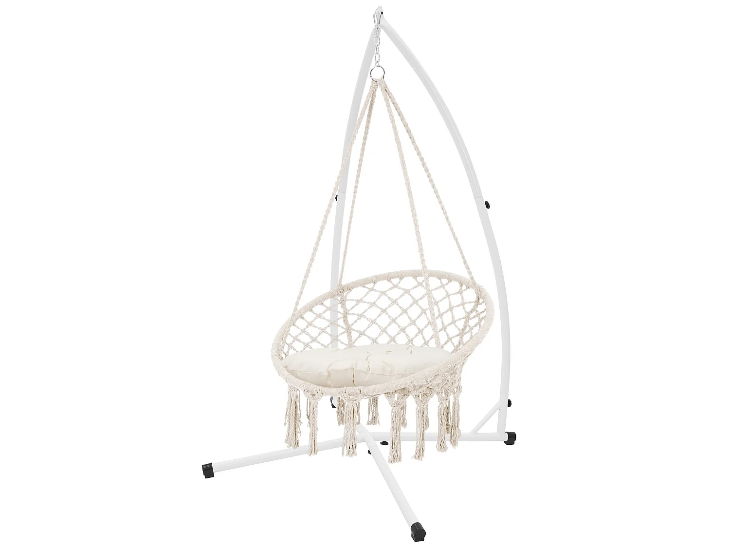 Hamac suspendue fauteuil relax chaise de jardin gris avec cadre métallique 120kg