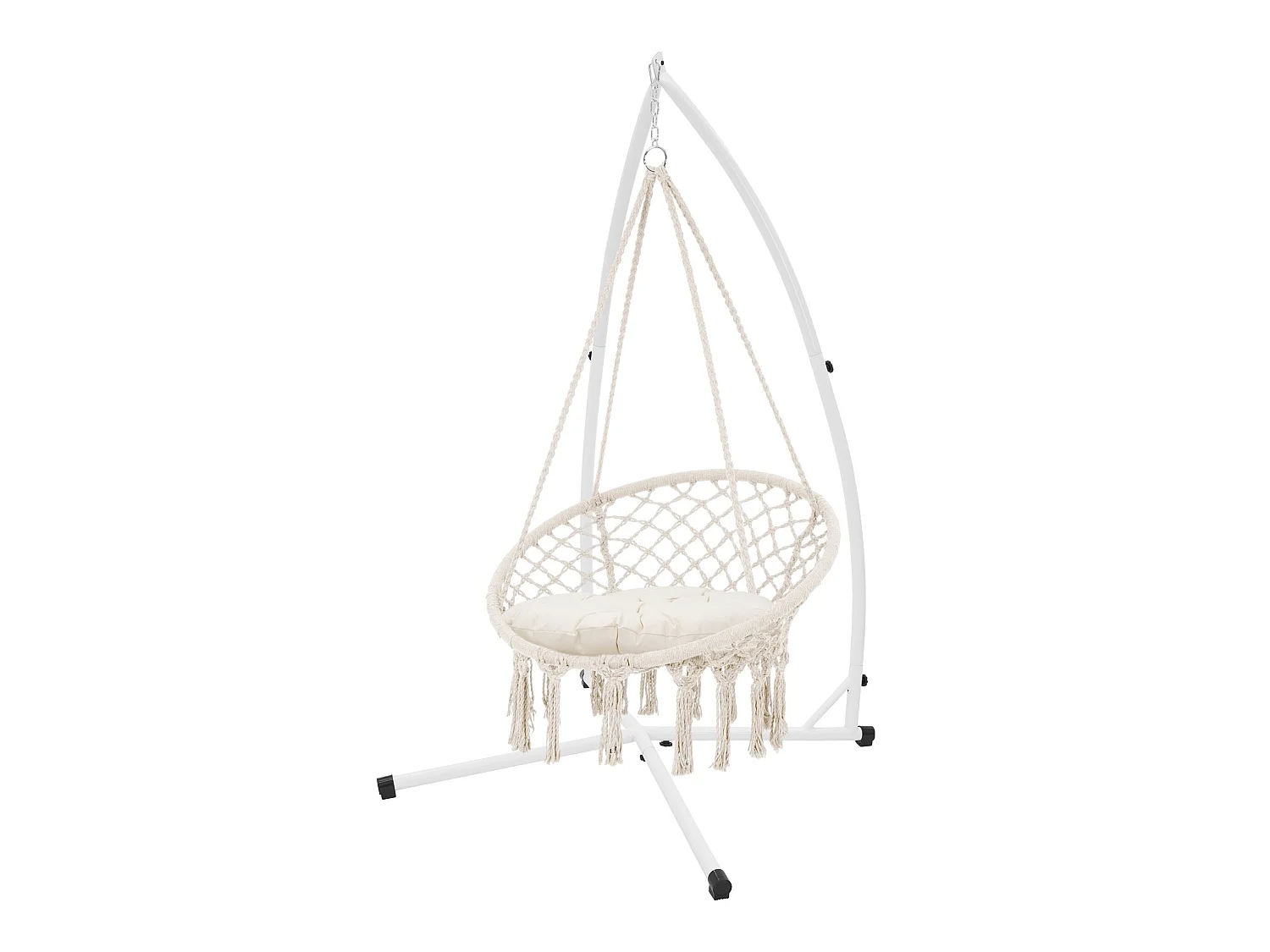 Silla colgante con soporte columpio macramé cuerda trenzada interior/exterior